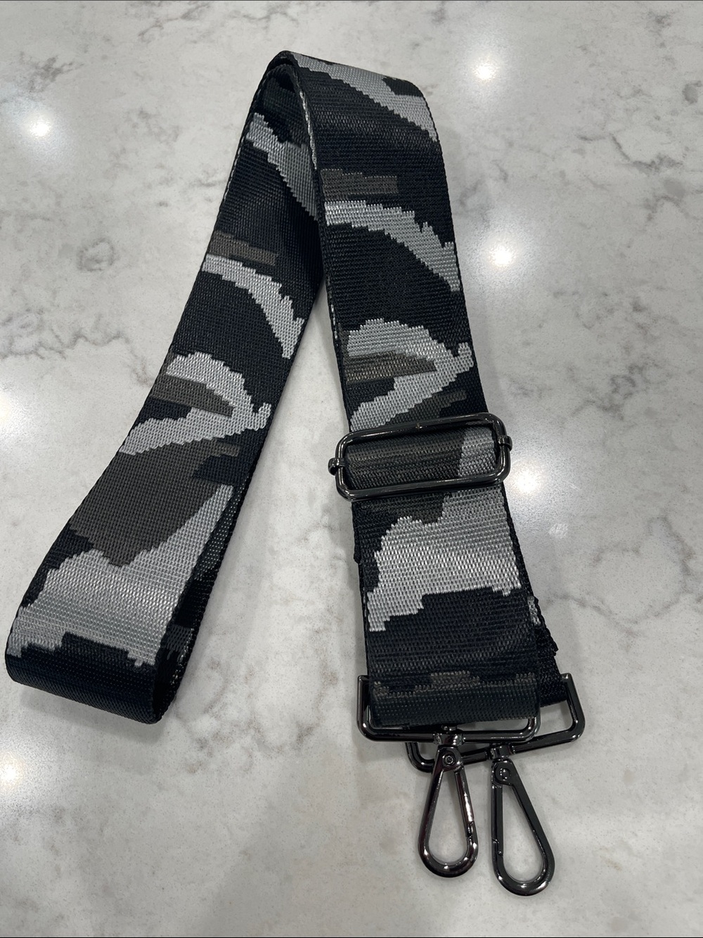 Adjustable Black and Gray Camo Wide Bag Strap